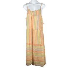 Grace + Karma Maxi Dress Size 1X Smocked Striped Colorful Tassel Boho Festival